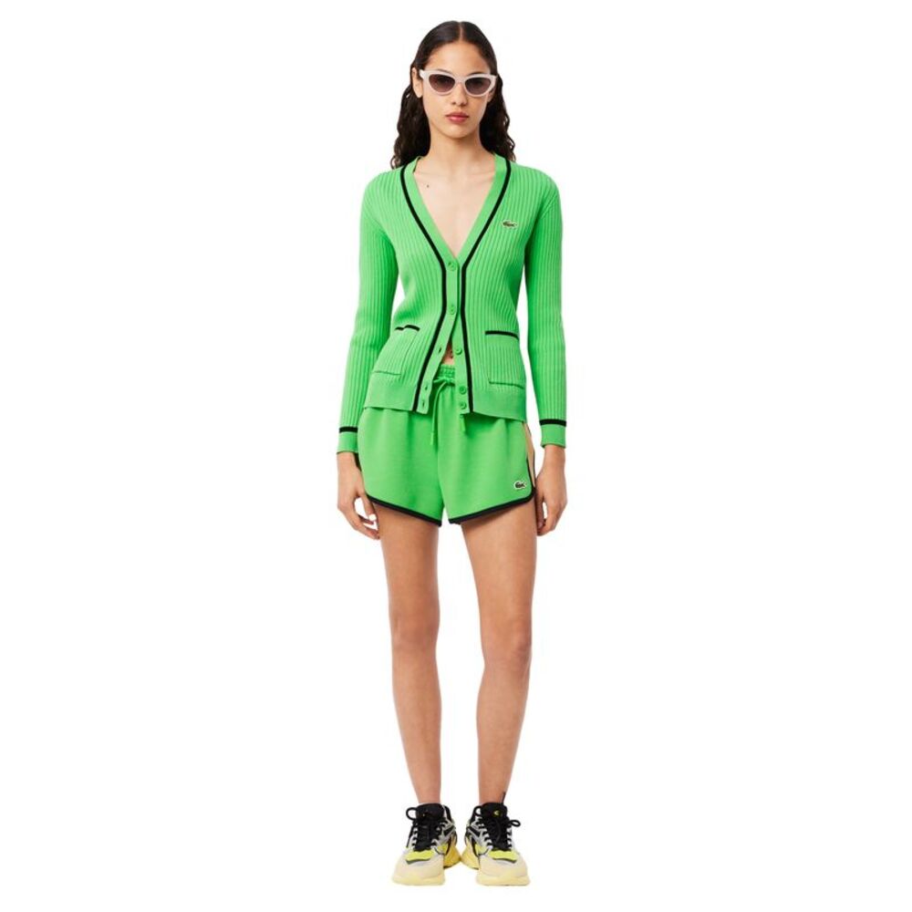 Lacoste Womens/Ladies Pique Contrast Panel Shorts / Green - Picture 5 of 5
